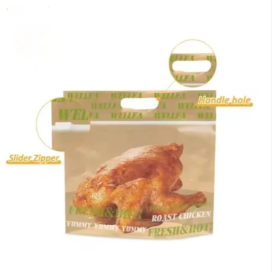 Zakázkový design Pečený obalový sáček Laminovaný plastový Rotisserie Food Mikrovlnná trouba Pečené kuřecí sáčky proti zamlžování
